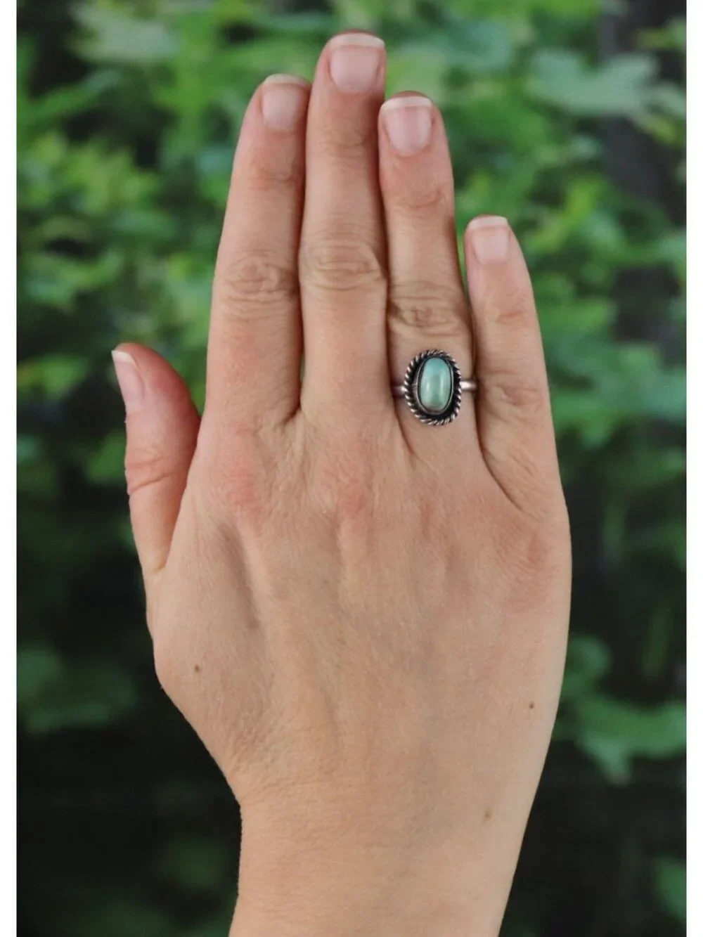 Sterling Silver Natural Turquoise Ring Size 5 1/2 Woman Teen Child Pinky - Picture 2 of 6